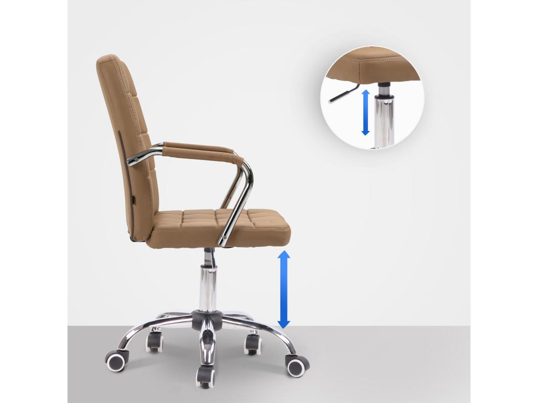 Vente Unique Chaise De Bureau - Similicuir & Métal Chromé - Marron Clair - Terni