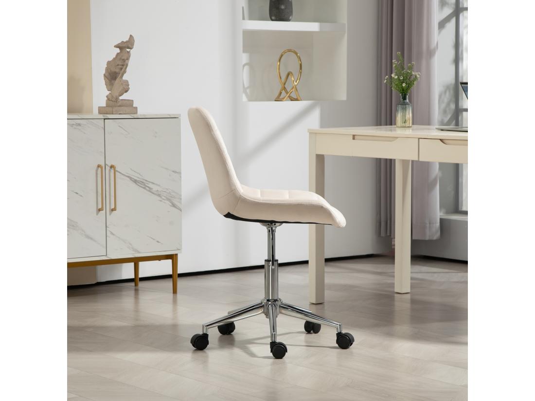 Vente Unique Chaise De Bureau SVITA MICKY Pour Enfants Chaise De Bureau Réglable En Hauteur Chaise Pivotante Créme