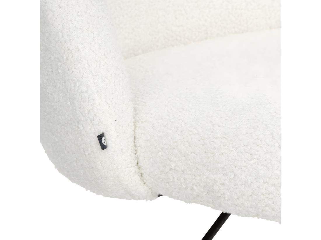 Vente Unique Chaise De Bureau Tissu Blanc à Bouclettes Et Pieds En Métal