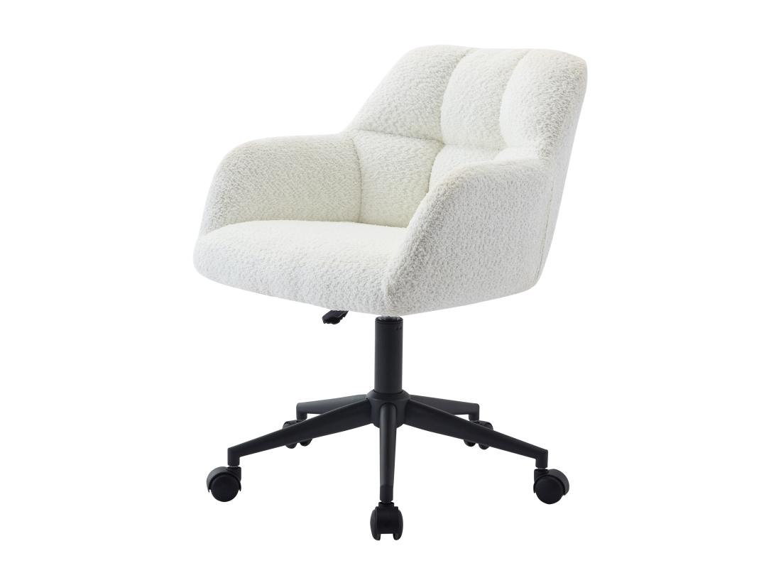 Vente Unique Chaise De Bureau - Tissu Bouclette - Blanc Et Noir - Hauteur Réglable - PEGA De Pascal Morabito