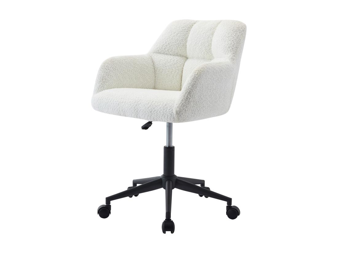 Vente Unique Chaise De Bureau - Tissu Bouclette - Blanc Et Noir - Hauteur Réglable - PEGA De Pascal Morabito