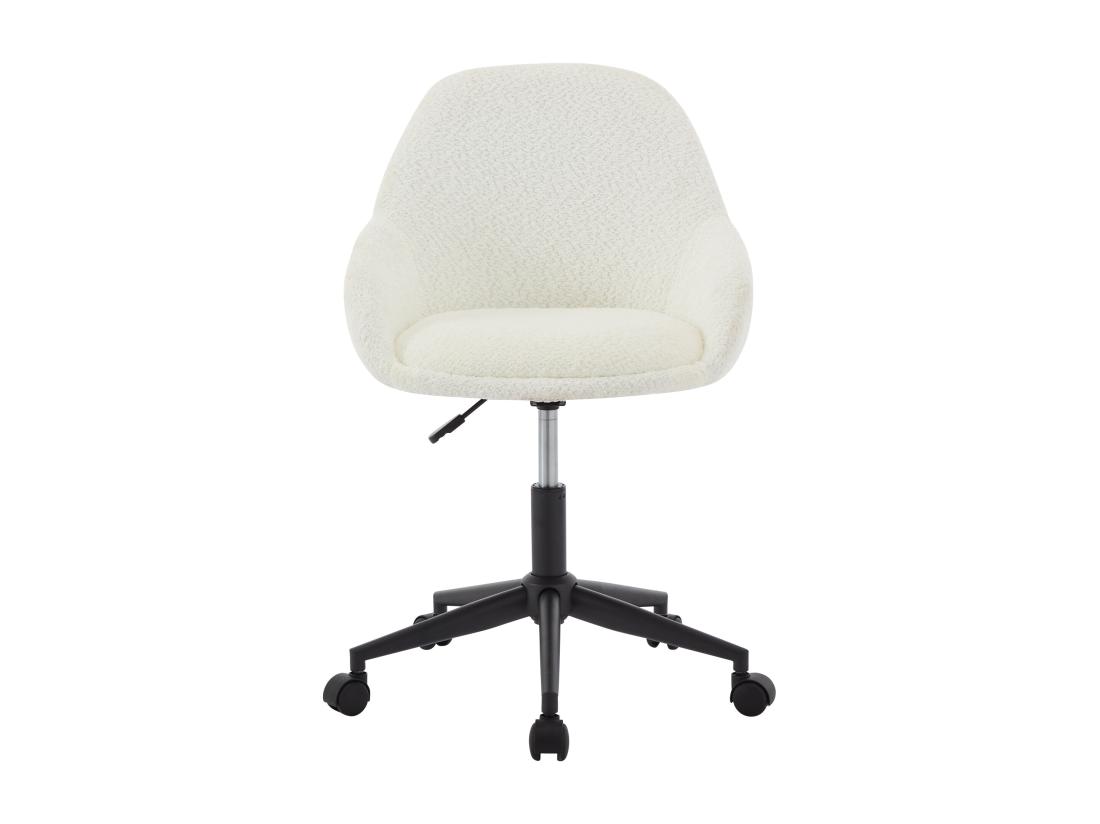 Vente Unique Chaise De Bureau - Tissu Bouclette - Blanc Ivoire - Hauteur Réglable - NAODY