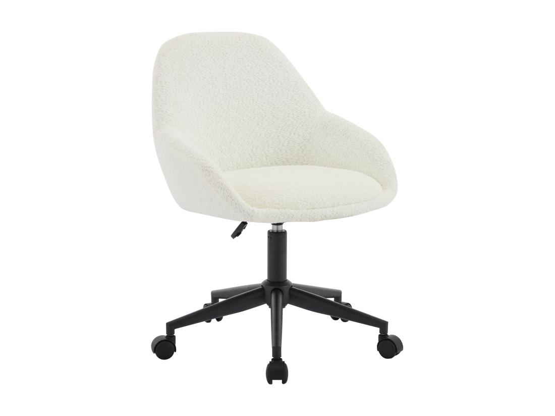 Vente Unique Chaise De Bureau - Tissu Bouclette - Blanc Ivoire - Hauteur Réglable - NAODY