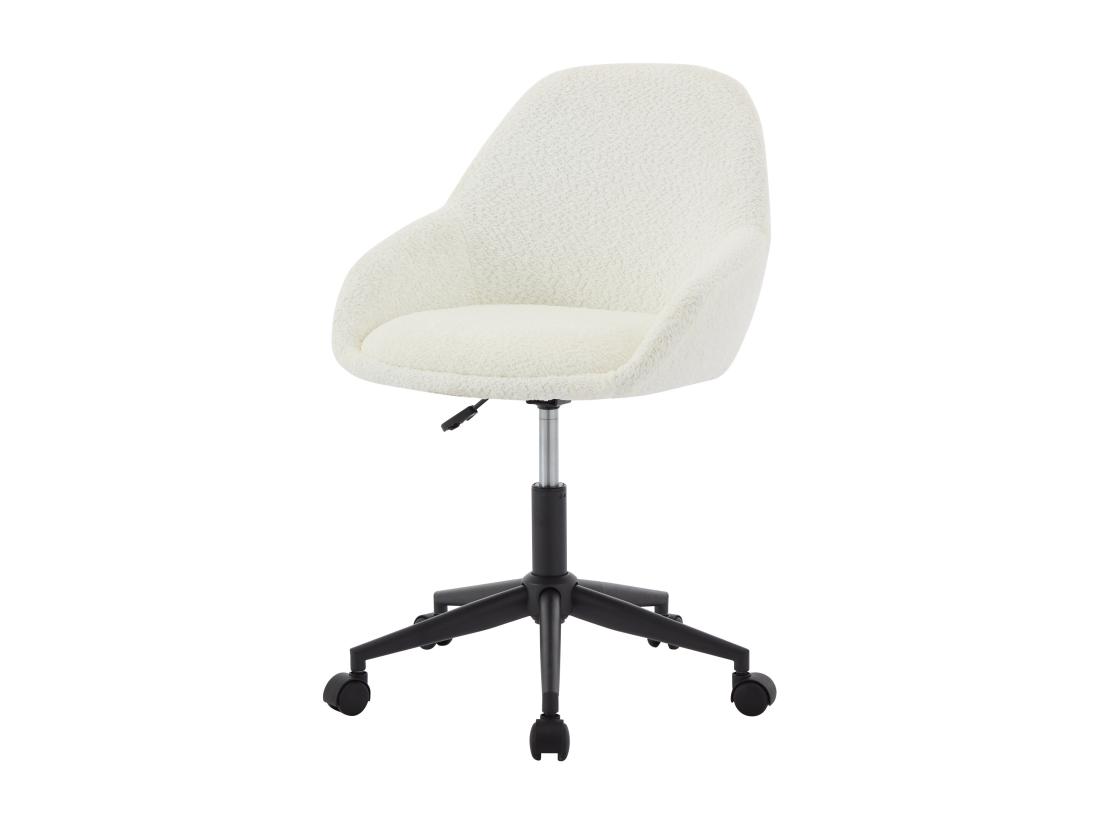 Vente Unique Chaise De Bureau - Tissu Bouclette - Blanc Ivoire - Hauteur Réglable - NAODY