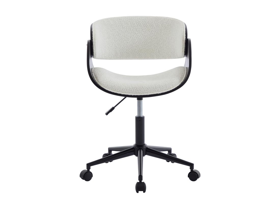 Vente Unique Chaise De Bureau - Tissu Bouclette Et Métal - Blanc Et Noir - Hauteur Ajustable - JELSA