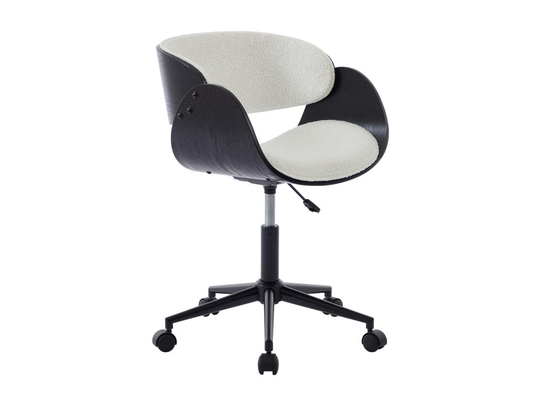 Vente Unique Chaise De Bureau - Tissu Bouclette Et Métal - Blanc Et Noir - Hauteur Ajustable - JELSA
