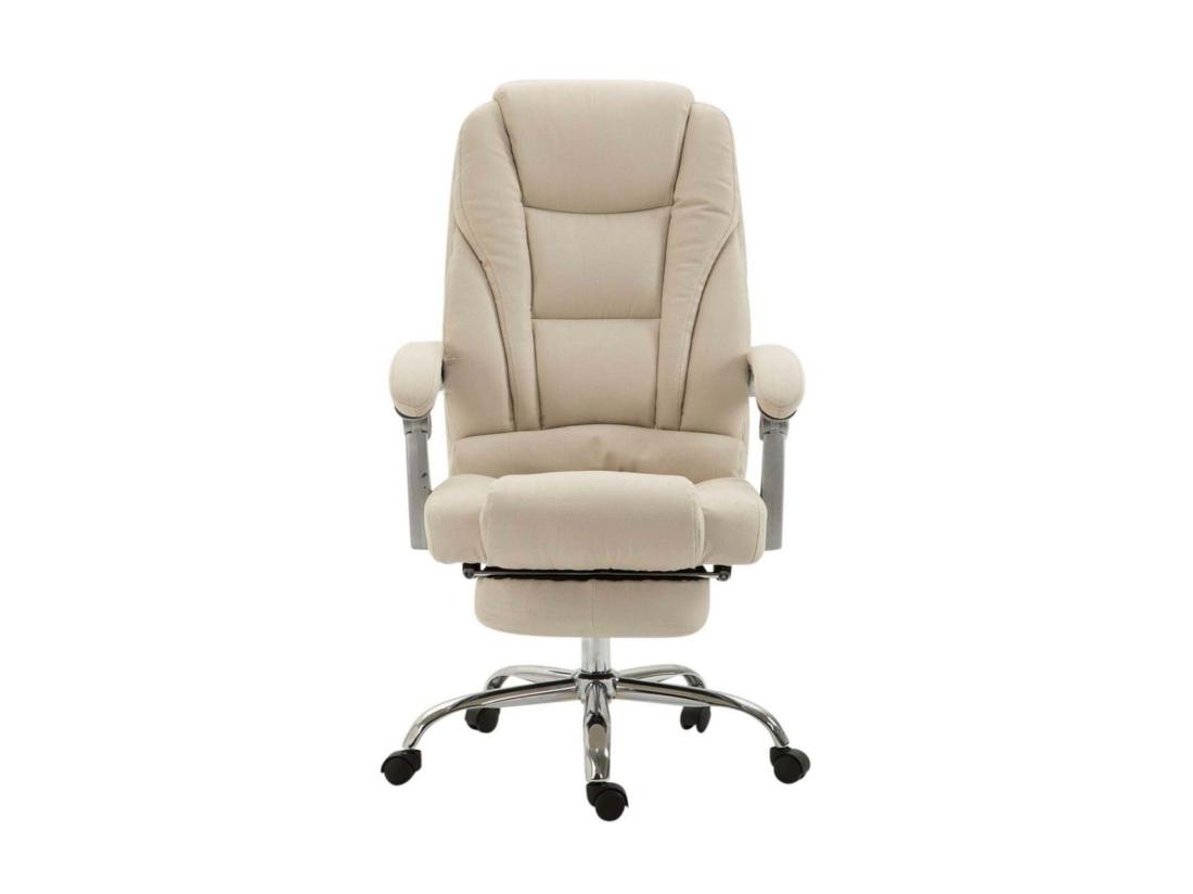 Vente Unique Chaise De Bureau - Tissu & Métal Chromé - Crème - Pacific