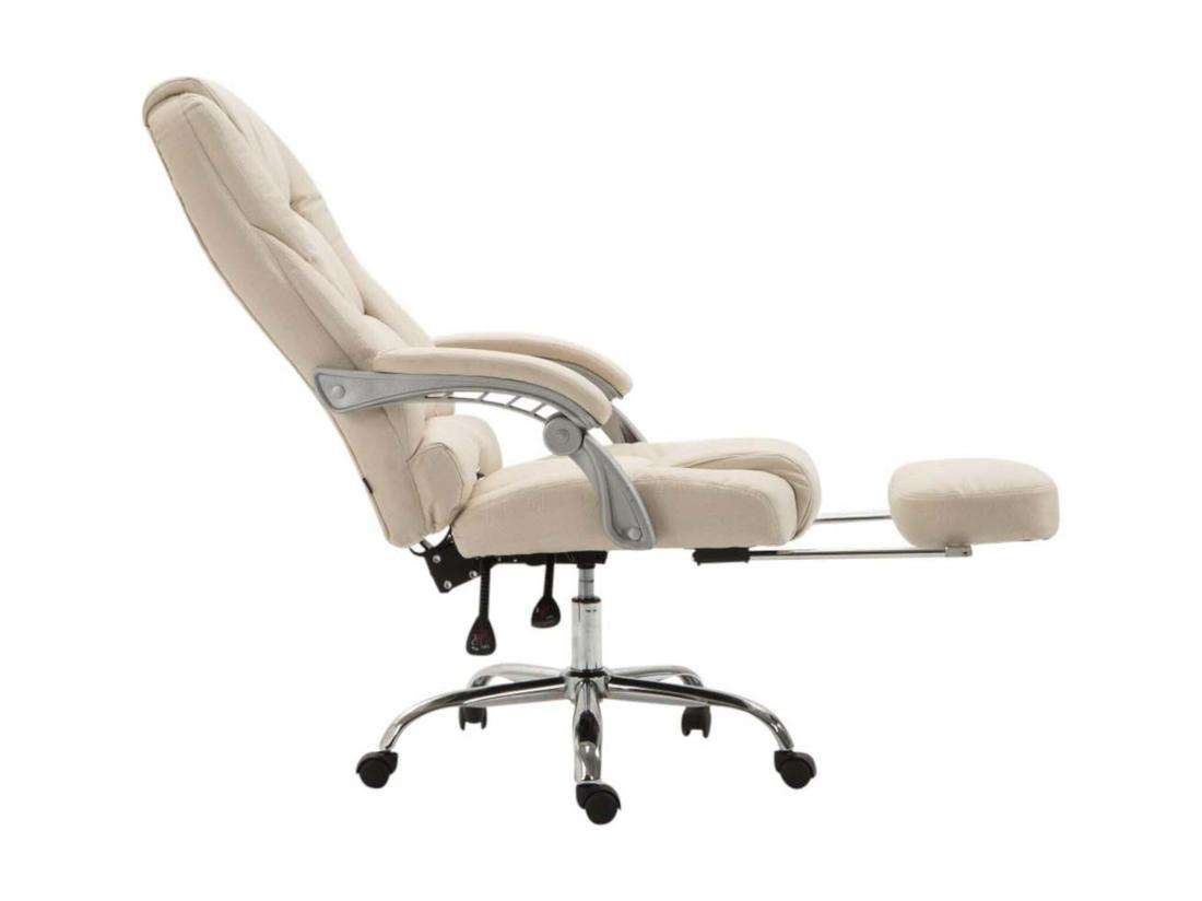 Vente Unique Chaise De Bureau - Tissu & Métal Chromé - Crème - Pacific