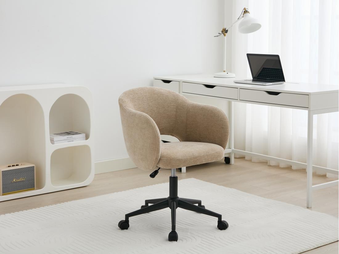 vente unique Chaise de bureau - Tissu texturé - Beige - ACACILIO