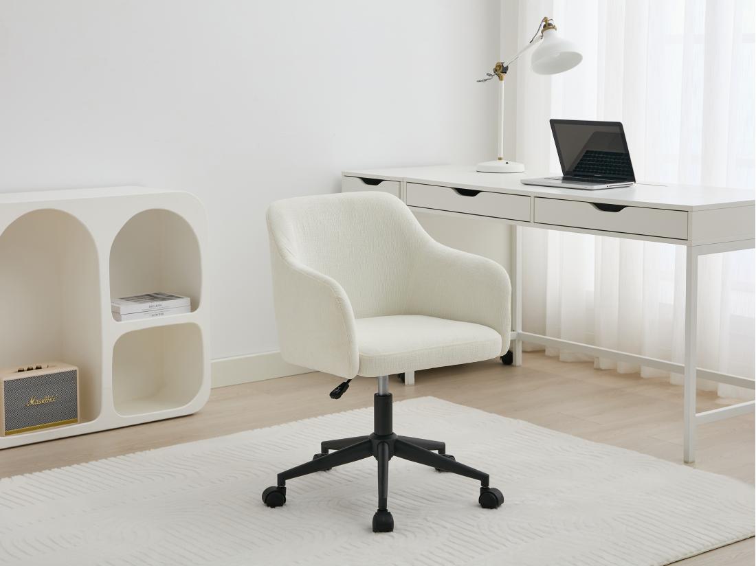 vente unique Chaise de bureau - Tissu texturé - Crème - Hauteur réglable - MATOMI