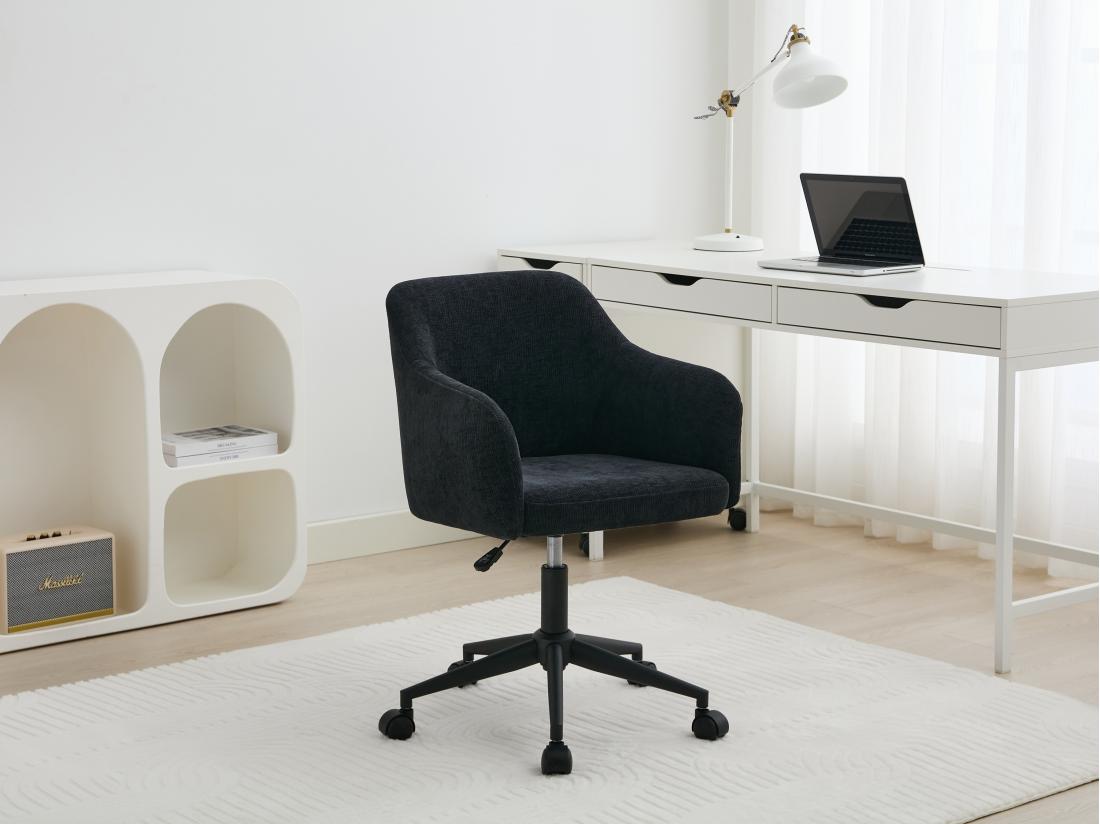 vente unique Chaise de bureau - Tissu texturé - Noir - Hauteur réglable - MATOMI