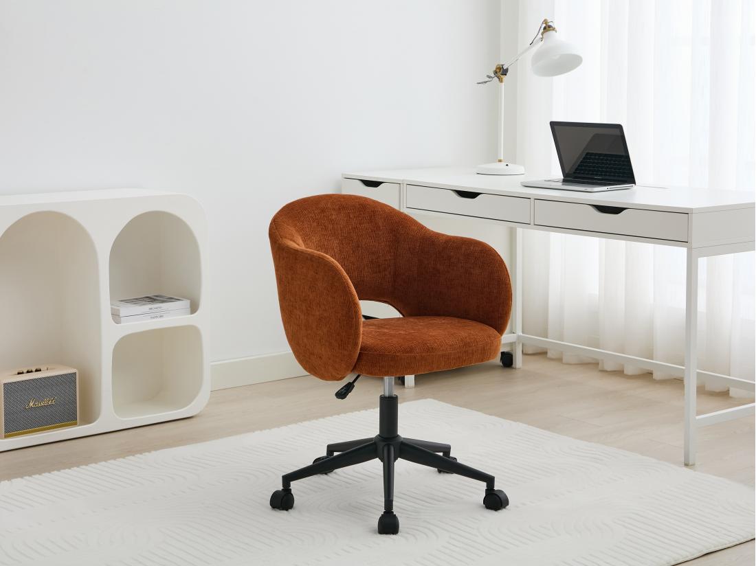 vente unique Chaise de bureau - Tissu texturé - Terracotta - ACACILIO