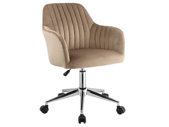 Vente Unique Chaise De Bureau - Velours - Beige Et Argenté - Hauteur Réglable - ELEANA
