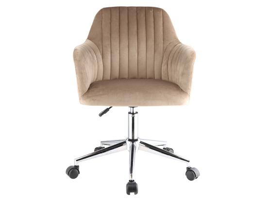Vente Unique Chaise De Bureau - Velours - Beige Et Argenté - Hauteur Réglable - ELEANA