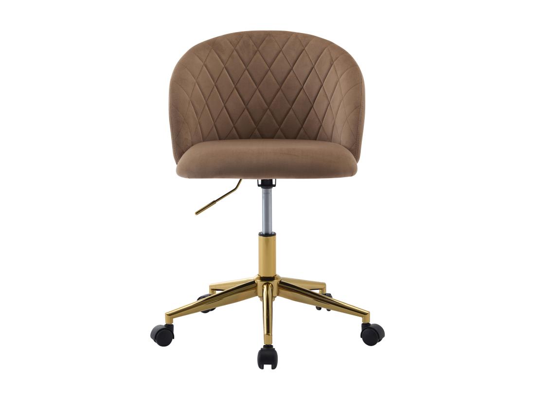 Vente Unique Chaise De Bureau - Velours - Beige Et Doré - Hauteur Réglable - PORIANI