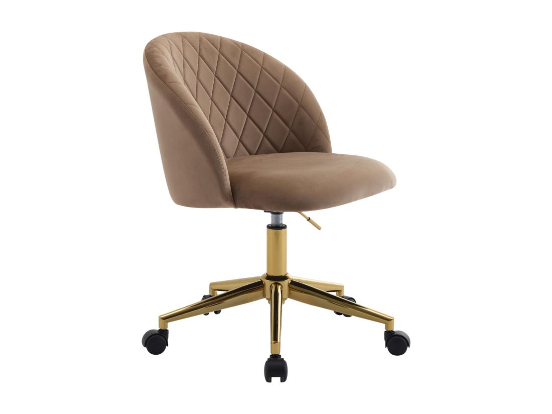 Vente Unique Chaise De Bureau - Velours - Beige Et Doré - Hauteur Réglable - PORIANI