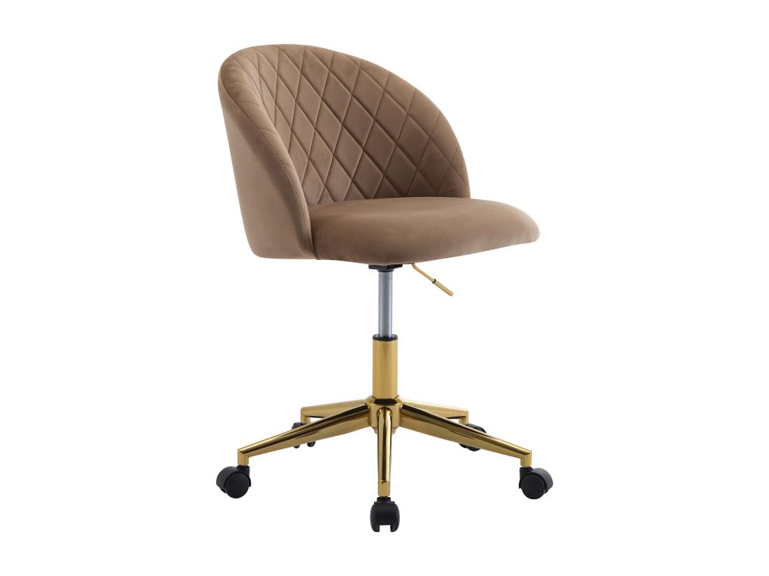 Vente Unique Chaise De Bureau - Velours - Beige Et Doré - Hauteur Réglable - PORIANI