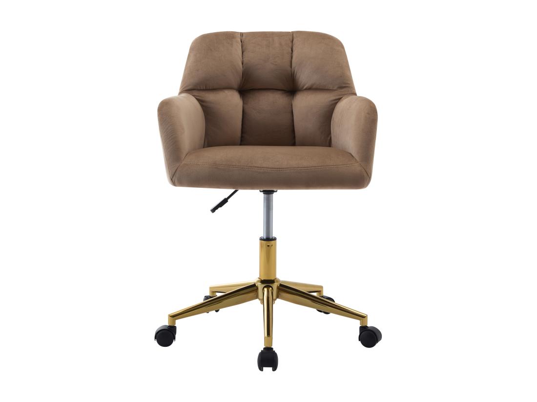 Vente Unique Chaise De Bureau - Velours - Beige Et Doré - Hauteur Réglable - PEGA De Pascal Morabito