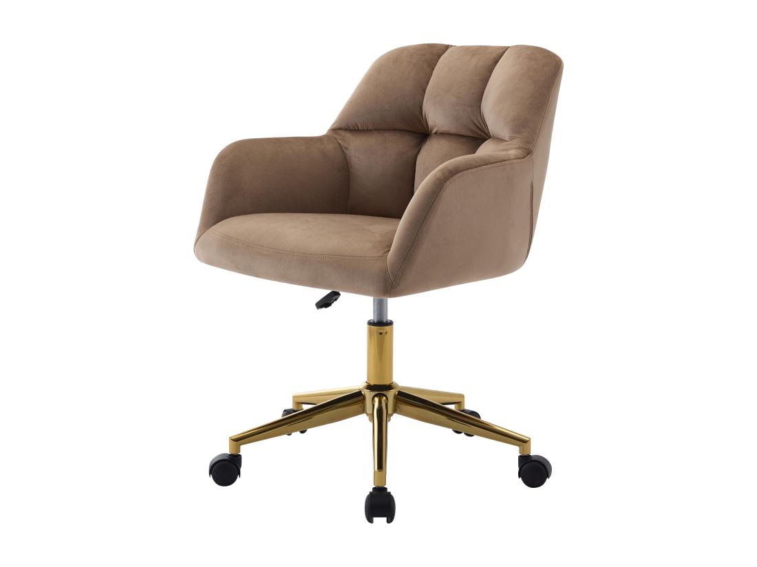 Vente Unique Chaise De Bureau - Velours - Beige Et Doré - Hauteur Réglable - PEGA De Pascal Morabito
