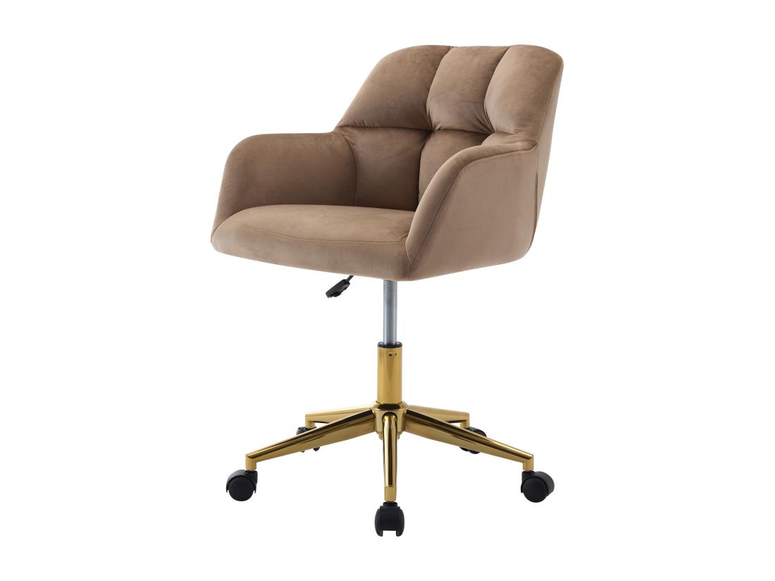 Vente Unique Chaise De Bureau - Velours - Beige Et Doré - Hauteur Réglable - PEGA De Pascal Morabito
