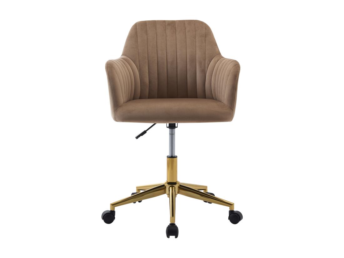 Vente Unique Chaise De Bureau - Velours - Beige Et Doré - Hauteur Réglable - ELEANA