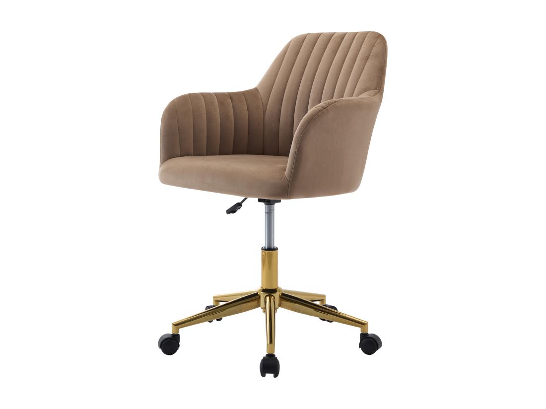 Vente Unique Chaise De Bureau - Velours - Beige Et Doré - Hauteur Réglable - ELEANA