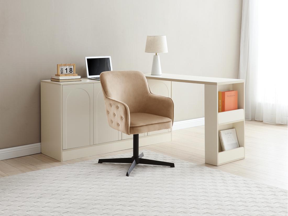 Vente Unique Chaise De Bureau - Velours - Beige Et Noir - CAPULI De Pascal Morabito