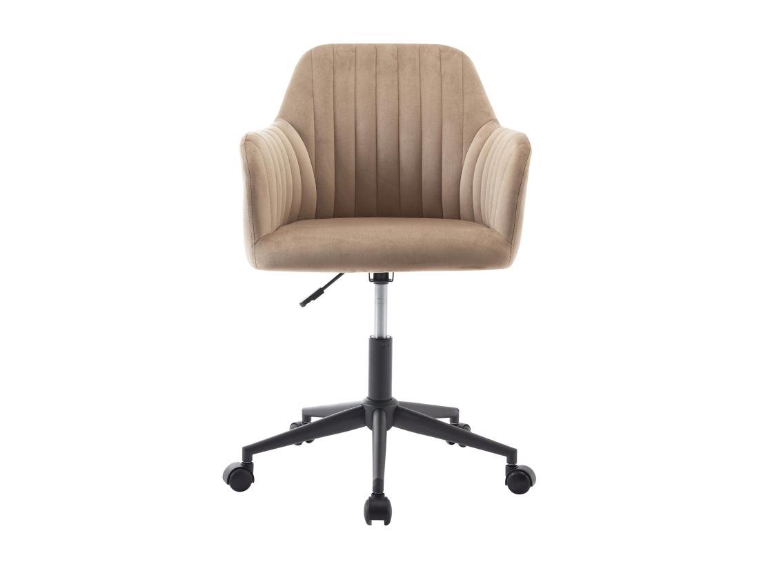 Vente Unique Chaise De Bureau - Velours - Beige Et Noir - Hauteur Réglable - ELEANA