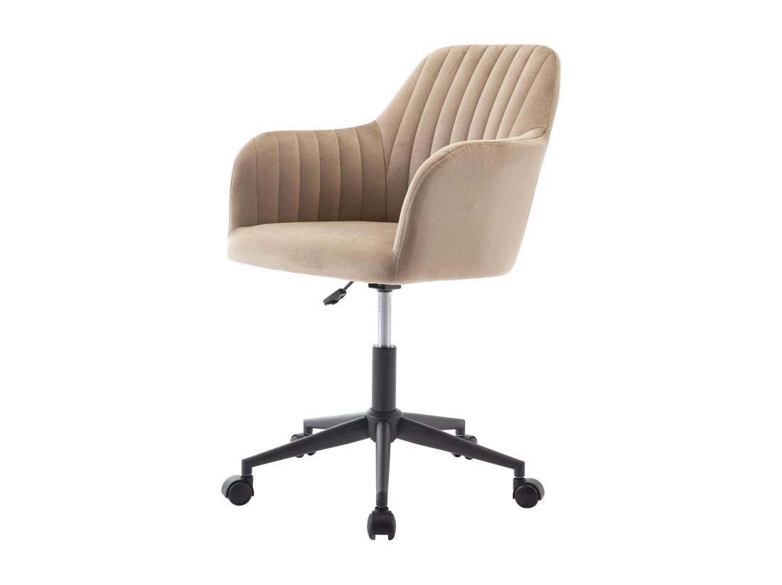Vente Unique Chaise De Bureau - Velours - Beige Et Noir - Hauteur Réglable - ELEANA