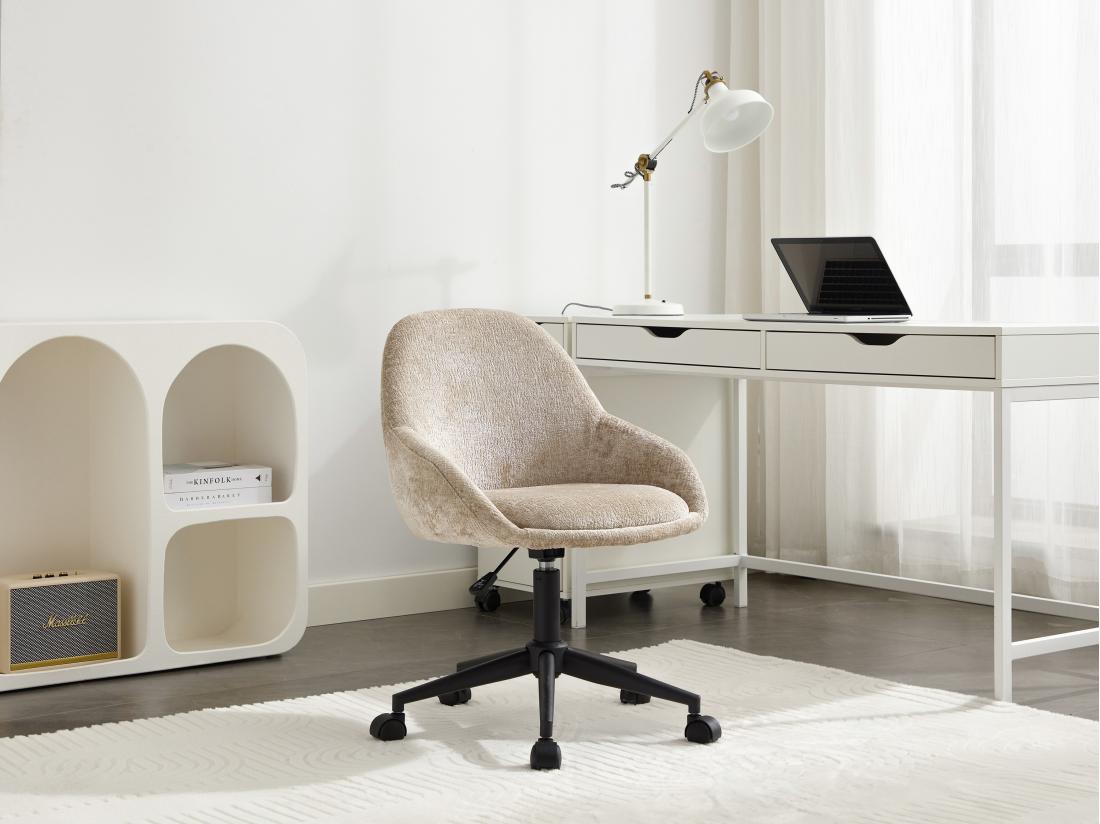 Vente Unique Chaise De Bureau - Velours - Beige - Hauteur Réglable - NAODY