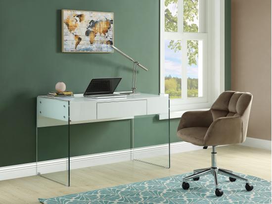 vente unique Chaise de bureau - Velours - Beige - Hauteur réglable - PEGA de Pascal Morabito