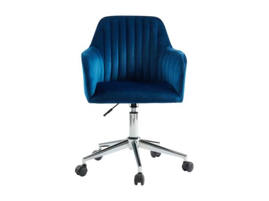 Vente Unique Chaise De Bureau - Velours - Bleu Et Argenté - Hauteur Réglable - ELEANA