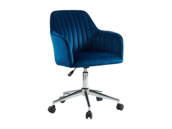 Vente Unique Chaise De Bureau - Velours - Bleu Et Argenté - Hauteur Réglable - ELEANA