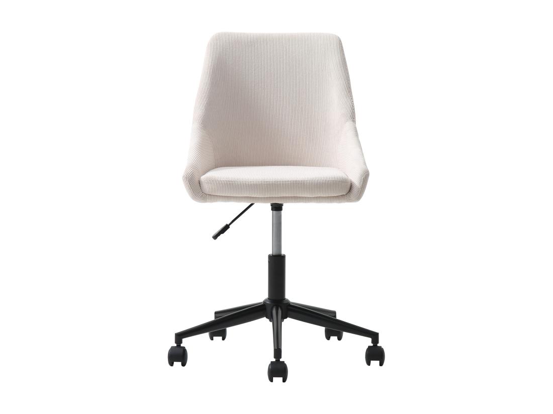 Vente Unique Chaise De Bureau - Velours Côtelé - Crème Et Noir - Hauteur Ajustable - MASURIE