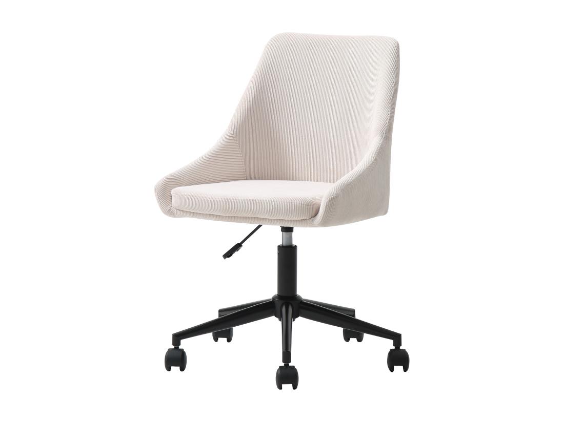 Vente Unique Chaise De Bureau - Velours Côtelé - Crème Et Noir - Hauteur Ajustable - MASURIE