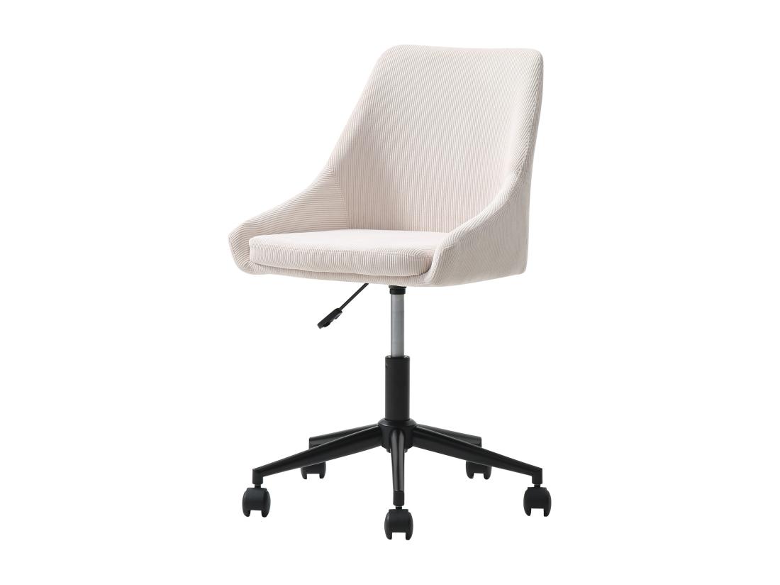 Vente Unique Chaise De Bureau - Velours Côtelé - Crème Et Noir - Hauteur Ajustable - MASURIE
