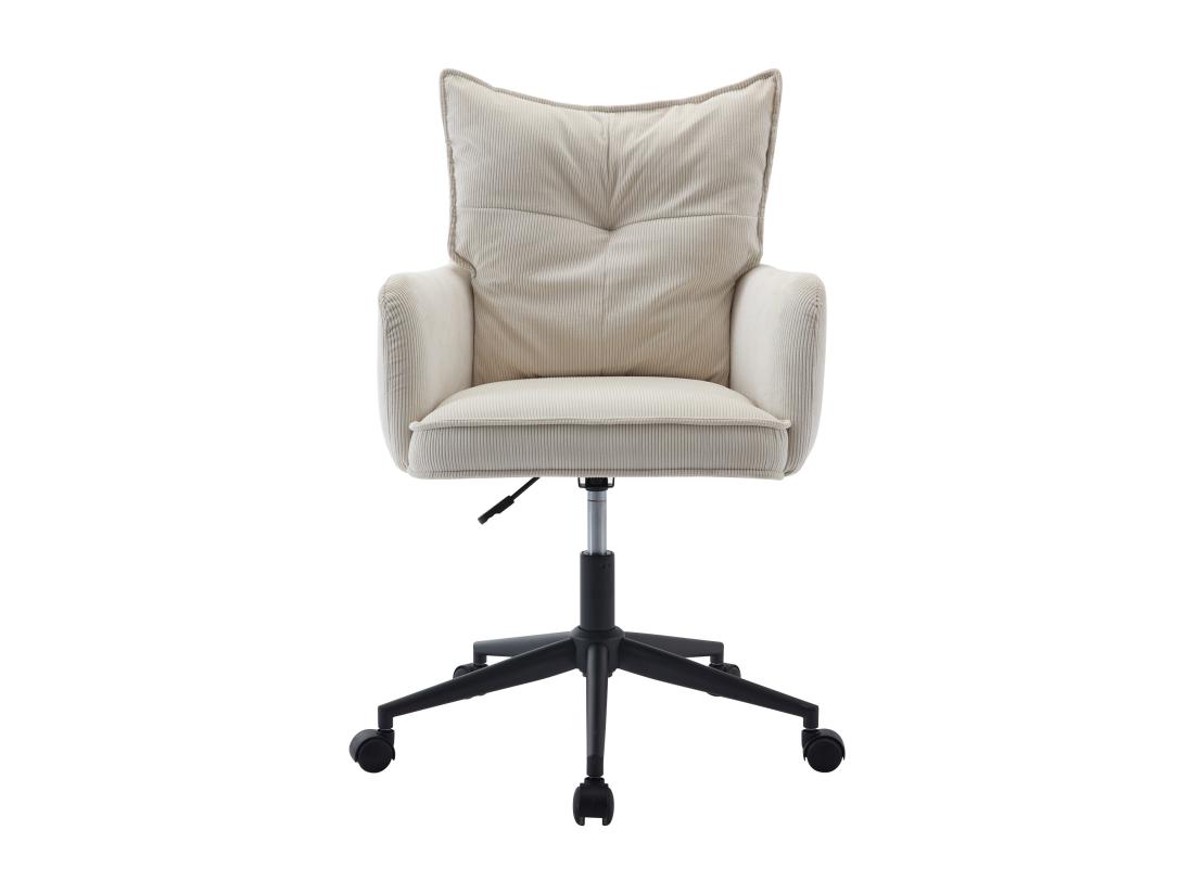 Vente Unique Chaise De Bureau - Velours Côtelé - Crème Et Noir - Hauteur Réglable - BATARU De Pascal Morabito