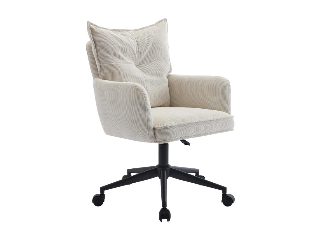 Vente Unique Chaise De Bureau - Velours Côtelé - Crème Et Noir - Hauteur Réglable - BATARU De Pascal Morabito