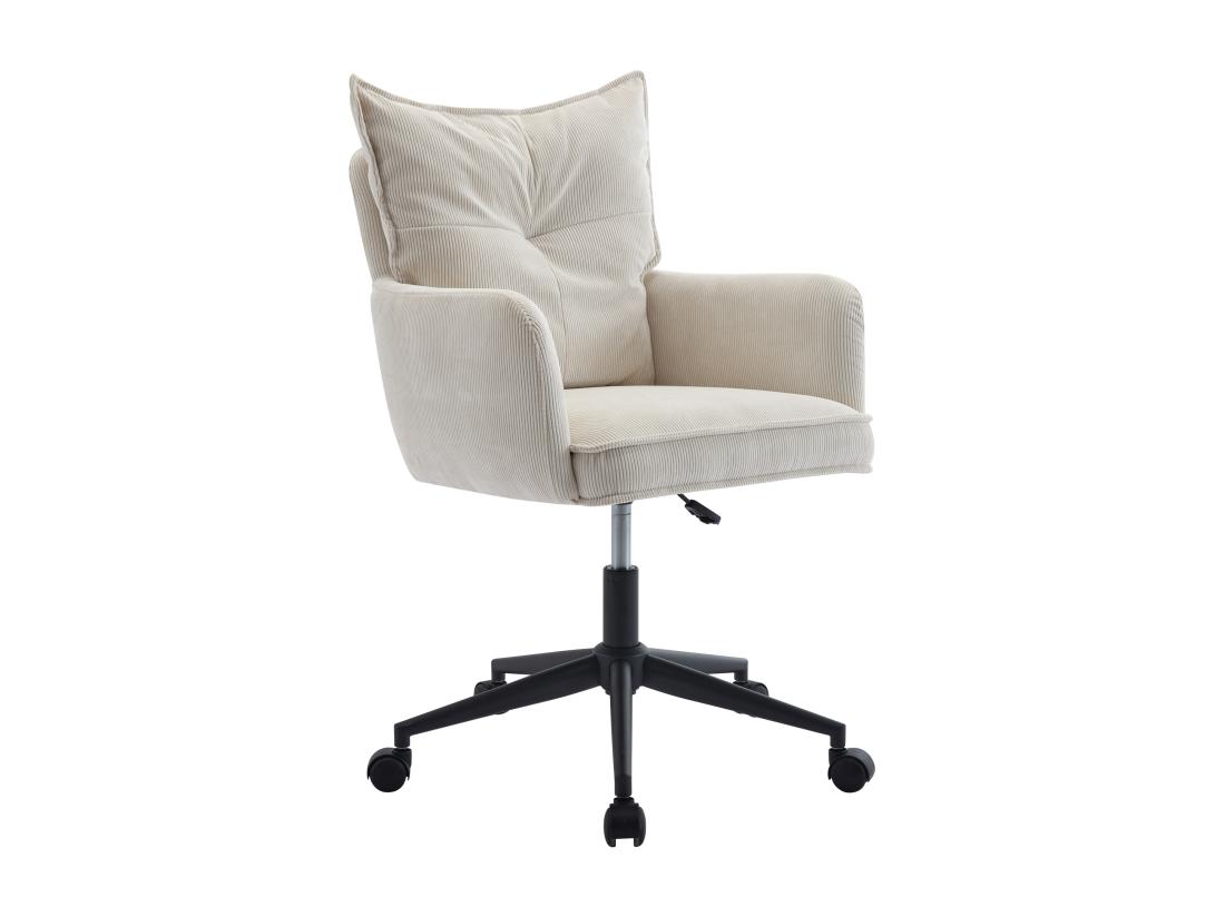 Vente Unique Chaise De Bureau - Velours Côtelé - Crème Et Noir - Hauteur Réglable - BATARU De Pascal Morabito