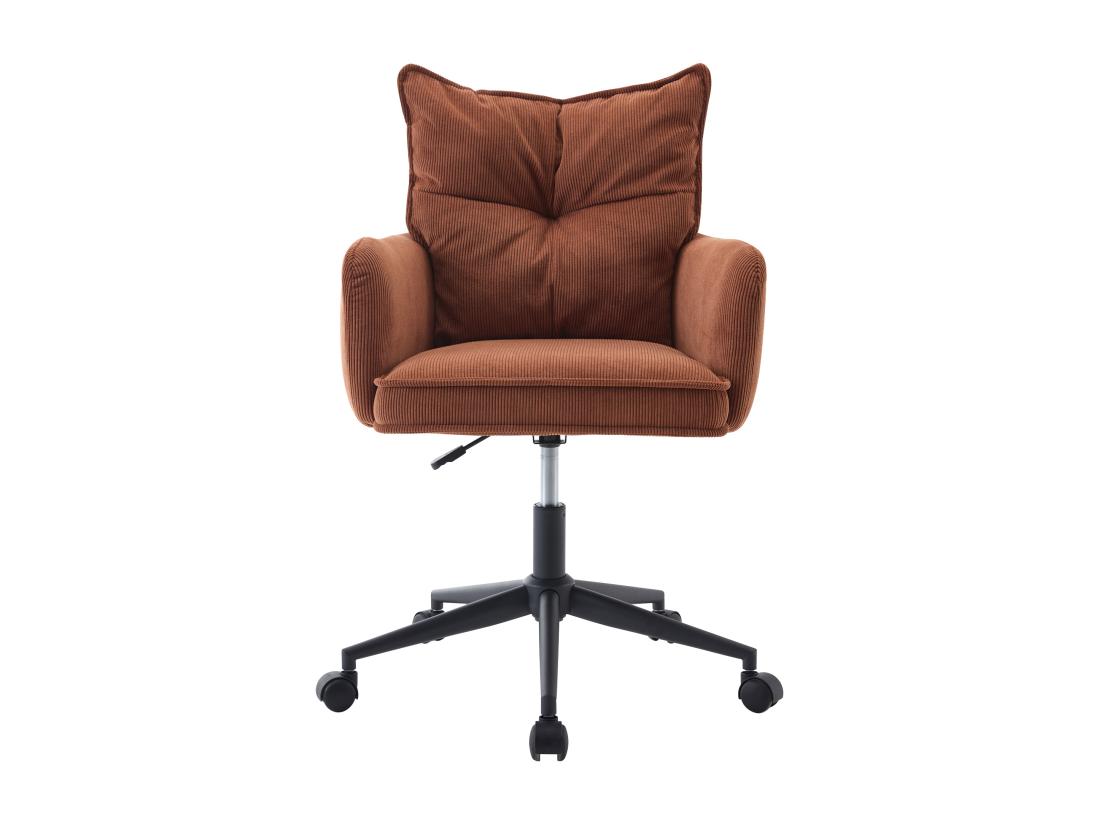 Vente Unique Chaise De Bureau - Velours Côtelé - Terracotta Et Noir - Hauteur Réglable - BATARU De Pascal Morabito