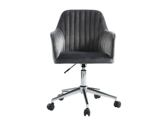 Vente Unique Chaise De Bureau - Velours - Gris Et Argenté - Hauteur Réglable - ELEANA