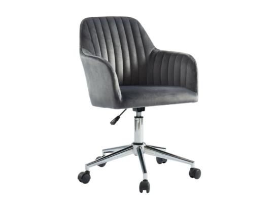 Vente Unique Chaise De Bureau - Velours - Gris Et Argenté - Hauteur Réglable - ELEANA