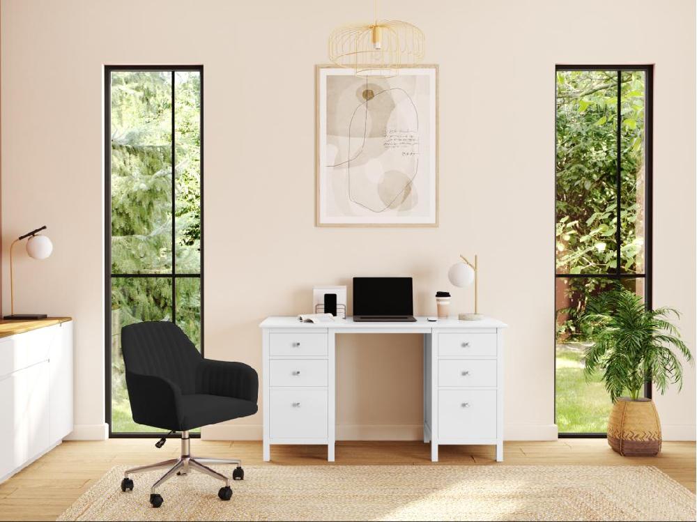 Vente Unique Chaise De Bureau - Velours - Noir Et Argenté - Hauteur Réglable - ELEANA