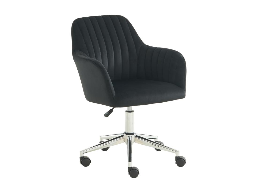 Vente Unique Chaise De Bureau - Velours - Noir Et Argenté - Hauteur Réglable - ELEANA