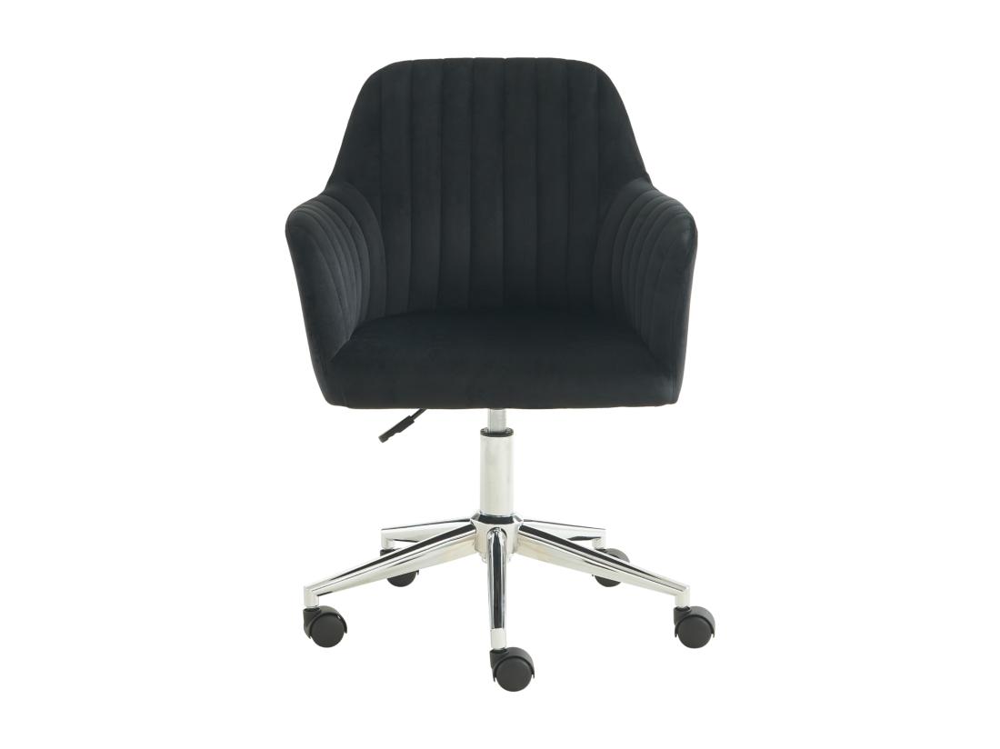 Vente Unique Chaise De Bureau - Velours - Noir Et Argenté - Hauteur Réglable - ELEANA