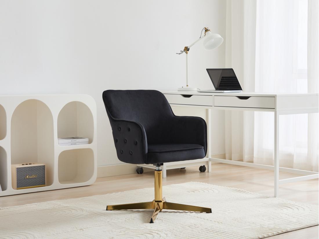 vente unique Chaise de bureau - Velours - Noir et doré - CAPULI de Pascal Morabito
