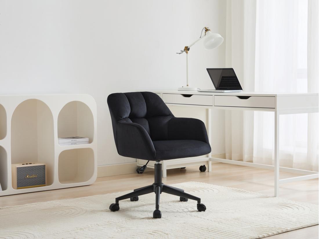 Vente Unique Chaise De Bureau - Velours - Noir - Hauteur Réglable - PEGA De Pascal Morabito