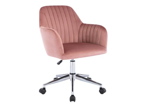 Vente Unique Chaise De Bureau - Velours - Rose Et Argenté - Hauteur Réglable - ELEANA