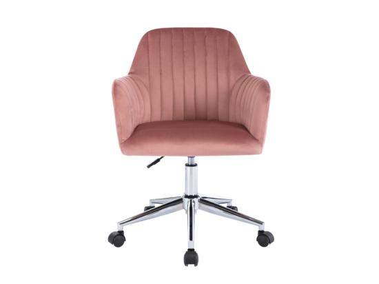 Vente Unique Chaise De Bureau - Velours - Rose Et Argenté - Hauteur Réglable - ELEANA