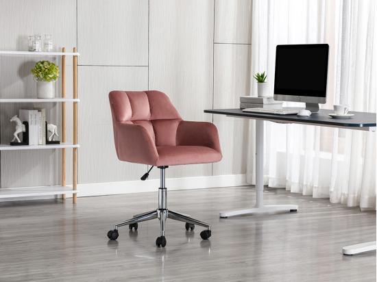 Vente Unique Chaise De Bureau - Velours - Rose - Hauteur Réglable - PEGA De Pascal Morabito